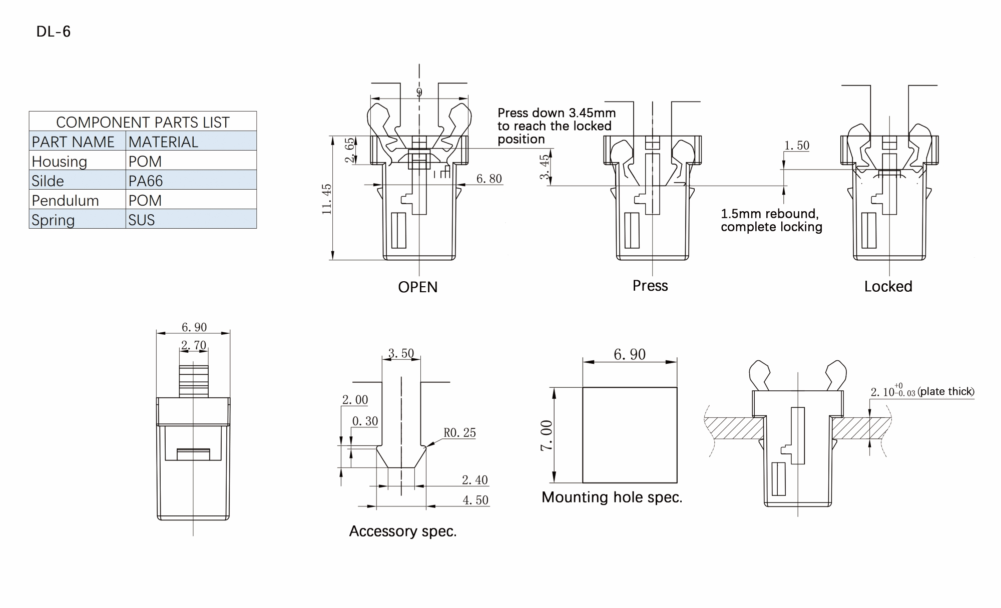 Plastic Push Latch DL-6